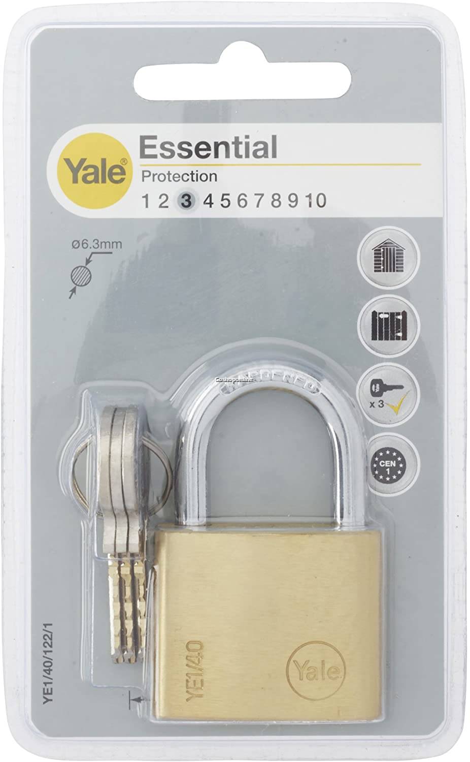 YALE YE1401221 Solid Brass Padlock (Essential)