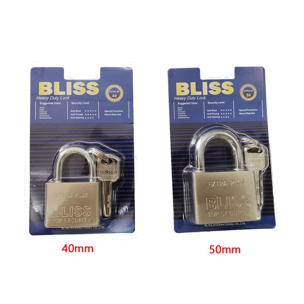 Bliss Heavy Duty Security Padlock 40mm/ 50mm