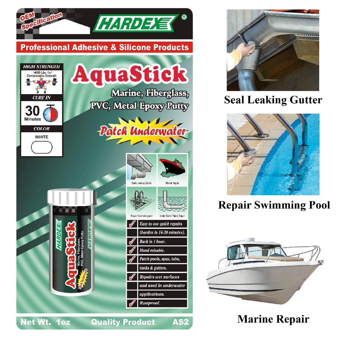 Hardex Aquastick Underwater Epoxy Compound 28g AS2
