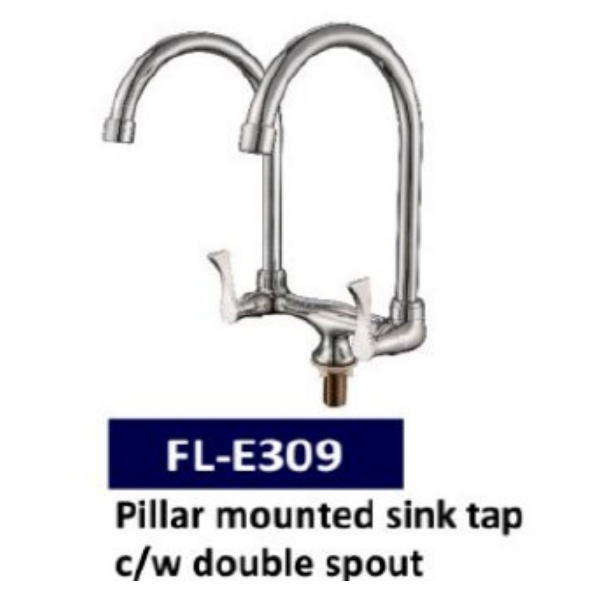Falla Stainless Steel Pillar Mounted Sink Tap with Double Spout FLE309