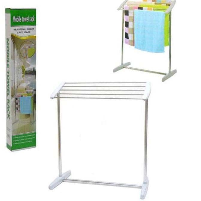 5 Row Aluminum Towel Clothes Hanger Rack